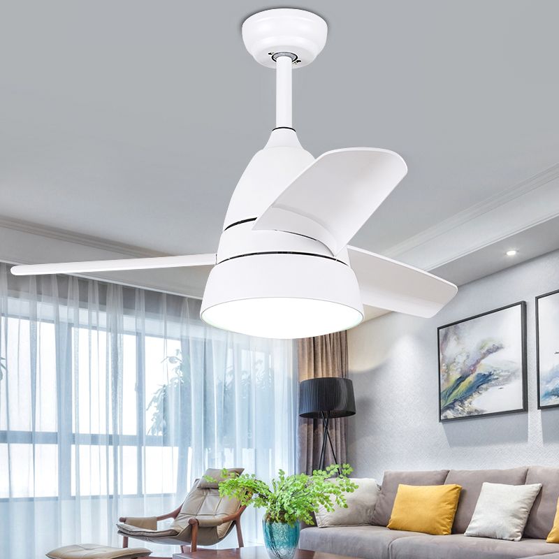 Lámpara de ventilador de techo de círculo de metal niños 1 claro negro/blanco/rosa 3 cuchillas Luz de semi descarga para sala de estar, 36 "de ancho