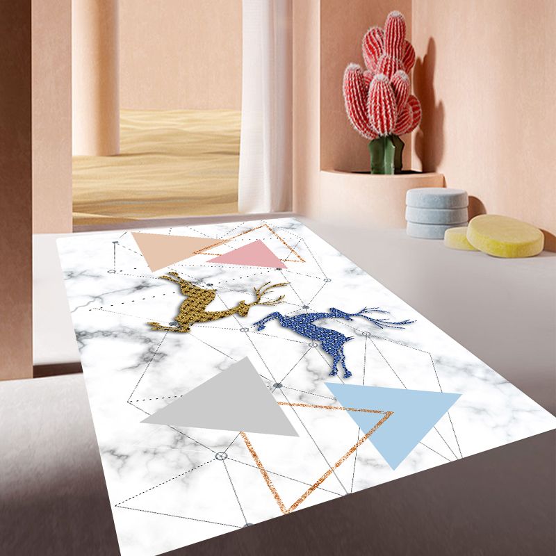 Multicolor Casual Rug Polyester Carpet Ink Blooming Indoor Rug Anti-Slip Backing for Living Room