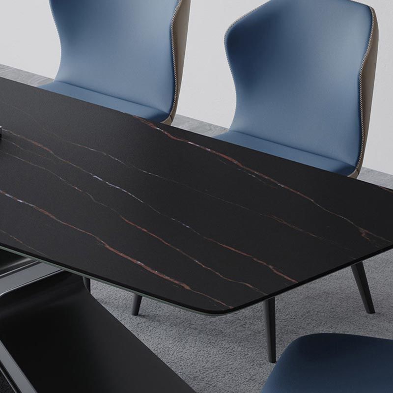 Stone Top Table Traditional Luxury Rectangle Dining Table with Pedestal Base