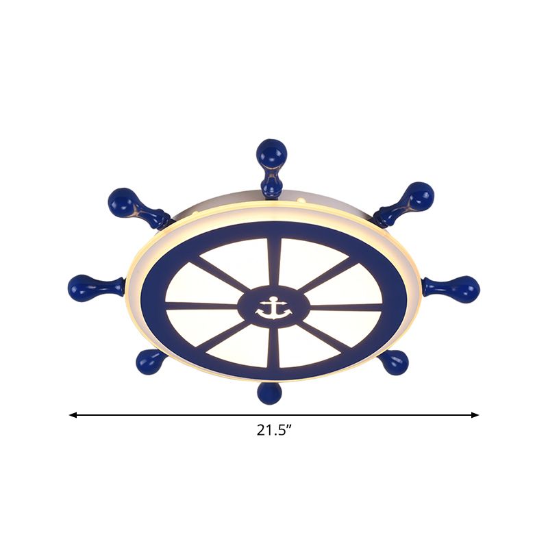 Acrylic Rudder Ceiling Lighting Kids 21.5"/25.5" Wide LED Blue Flush Mount Light in Warm/White Light