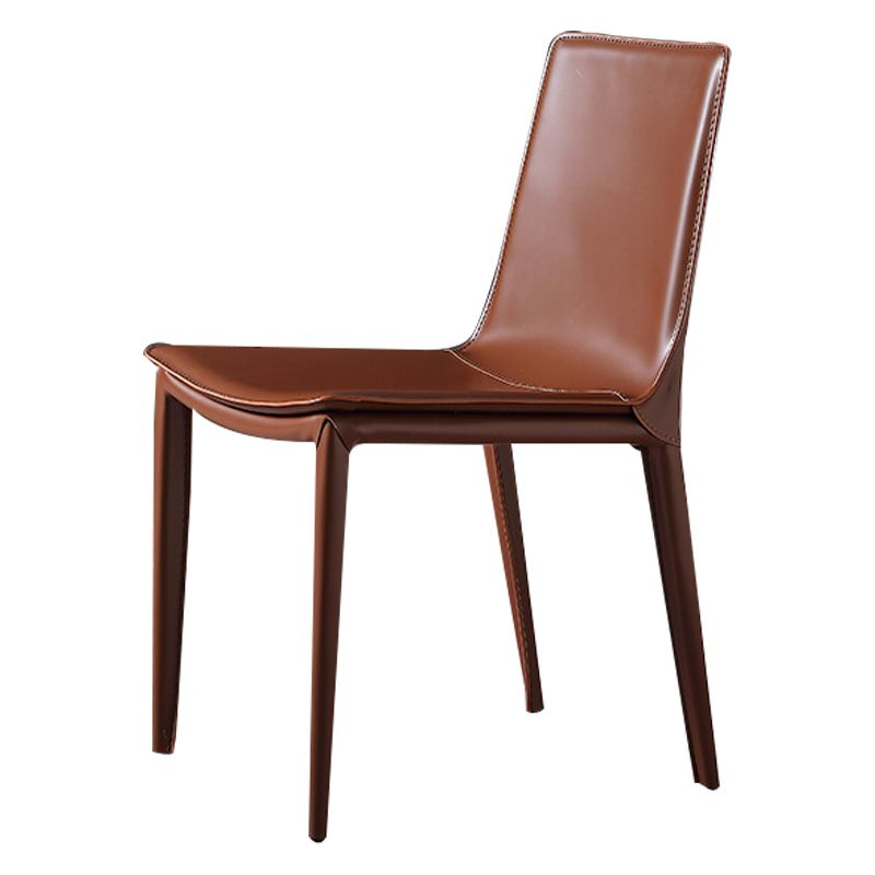 Designer Style Leather Restaurant zijstoel Solid Back Dining Chair (set van 2)