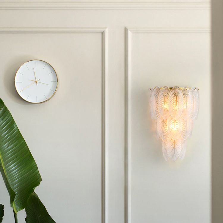 Modern Luxury Style Feather-shaped Wall Sconce Glass Sconces for Living Room