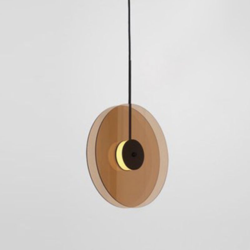 Modern Style LED Pendant Light 1 Light Round Glass Hanging Light for Dinning Room