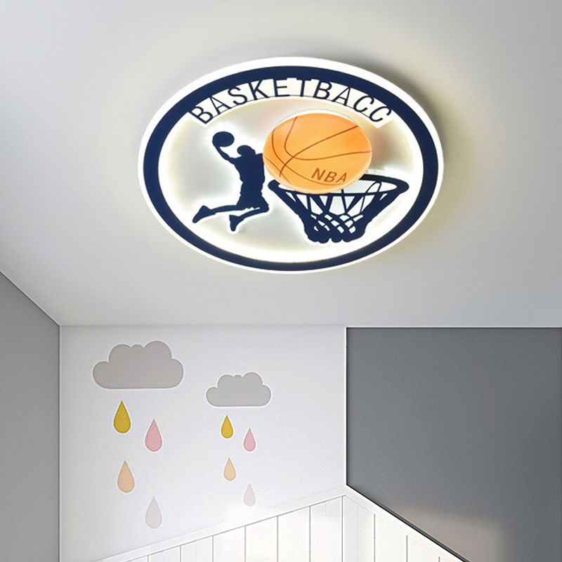 Basketball Shot Plafonnier Enfants Orange/Blanc Verre Enfants Chambre LED Plafonnier