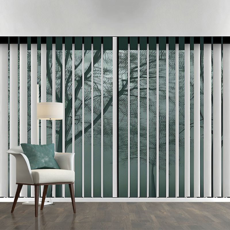 Full Size Asia Wallpaper Murals Green Faux Tree-Shutter Effect Wall Art, Made to Measure