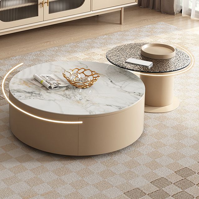 Contemporary Slate and Wood Bedroom Coffee Or End Table with Drawer