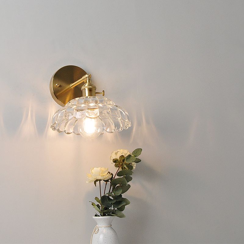 1 Light Geometric Wall Mounted Light Fixture Industrial Style Glass Wall Sconce Lights in Gold