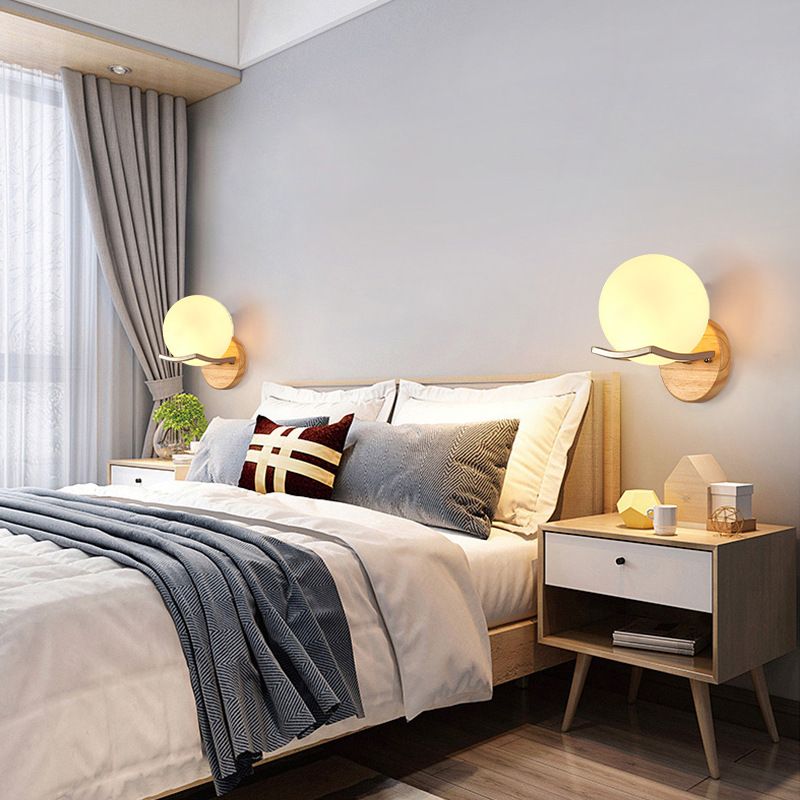 Modern Style Geometric Wall Light Sconces Wood 1 Light Wall Lighting Ideas