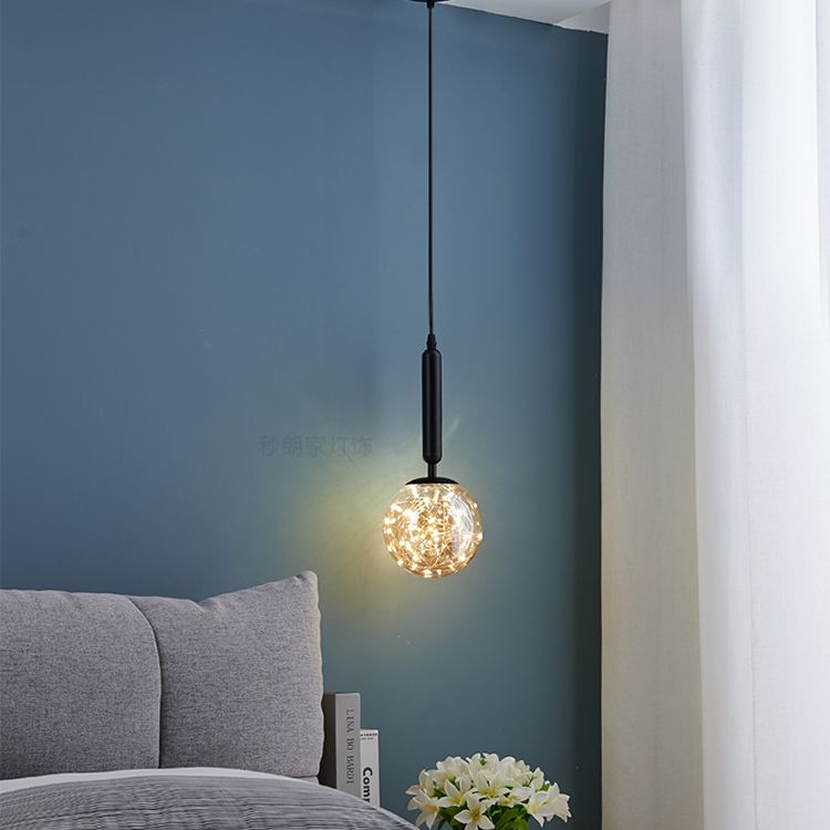 Pendante à LED créative moderne LEMPRE LETURE THRURGED FER LUMIRE À LA CHARGE EN VERRE CARRE