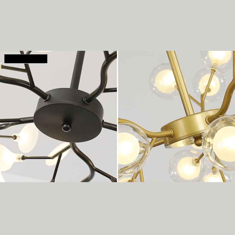 Luz colgante de luciérnaga de hierro forjado en simplicidad moderna Sputnik lámpara colgante ajustable para sala de estar