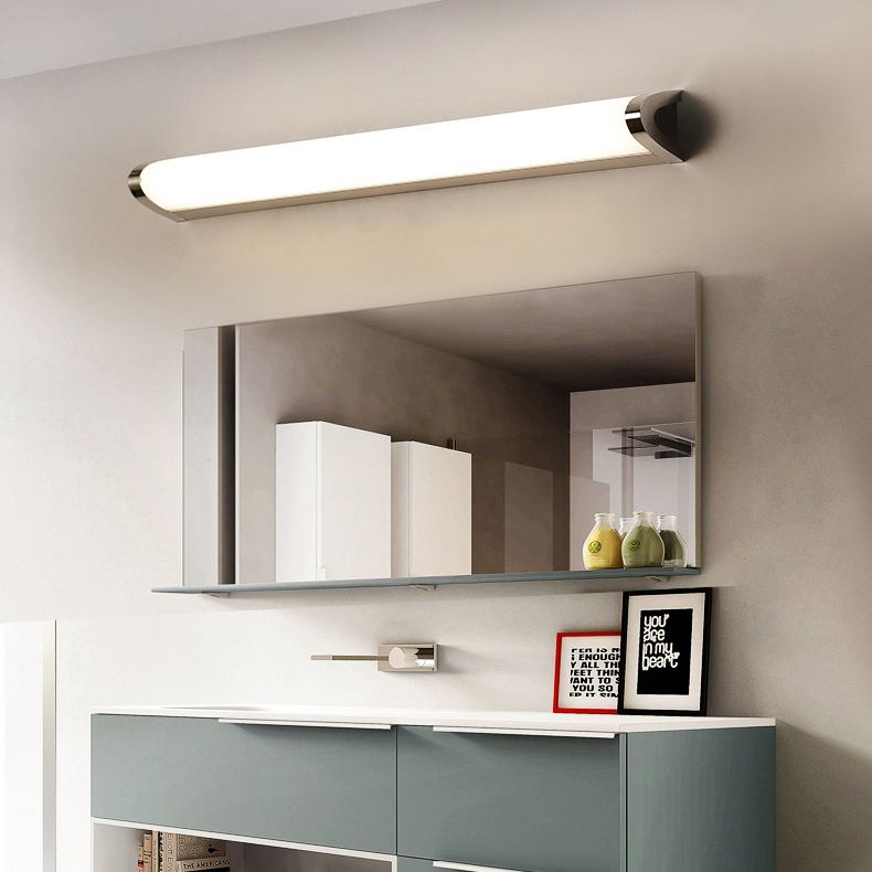 Silver Linear LED Wall Lamp in Modern Minimalist Style Aluminium Wall Light with Acrylic Shade