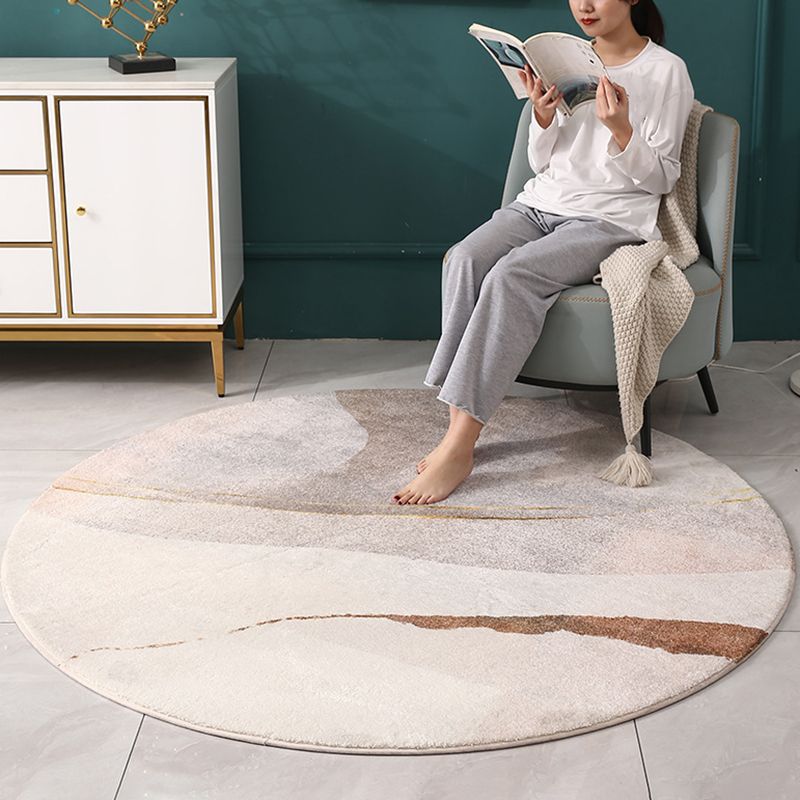 Apricot Minimalist Indoor Rug Polyester Abstract Carpet Anti-Split for Indoor Room