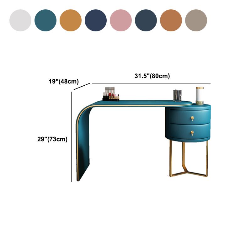 Genuine Leather Makeup Dressing Table with Mirror and Stool Set