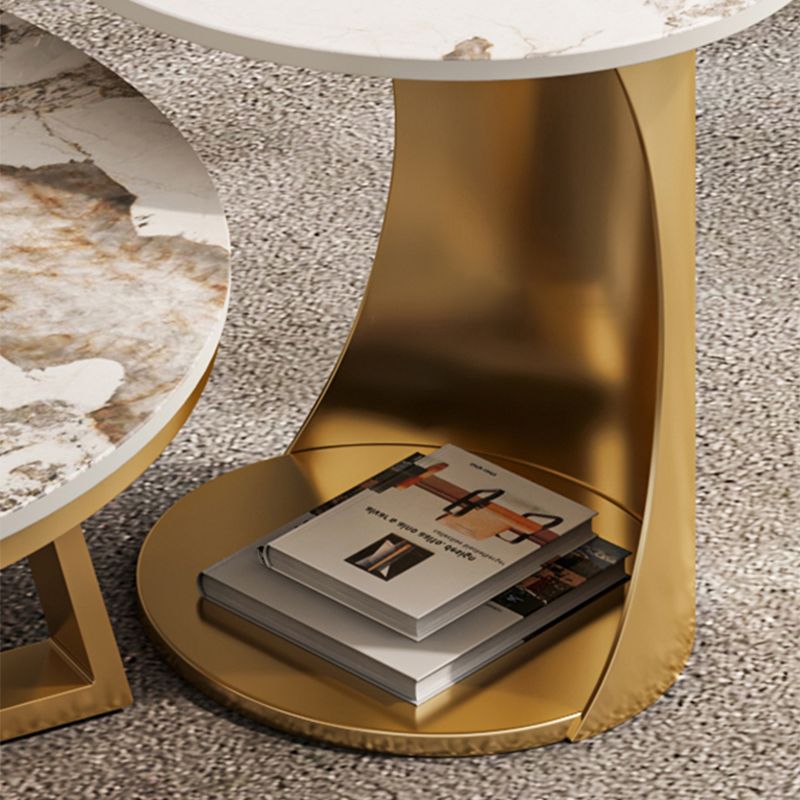 Round Coffee Table Cross Legs Coffee Table Set with Metal Legs