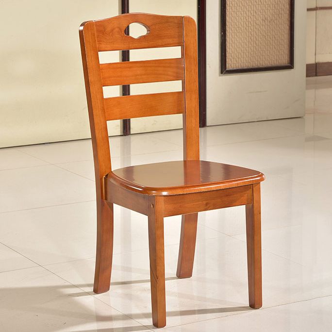 Silla de comedor moderna de madera para interiores y exteriores, silla lateral con respaldo de escalera sin brazos (juego de 2)
