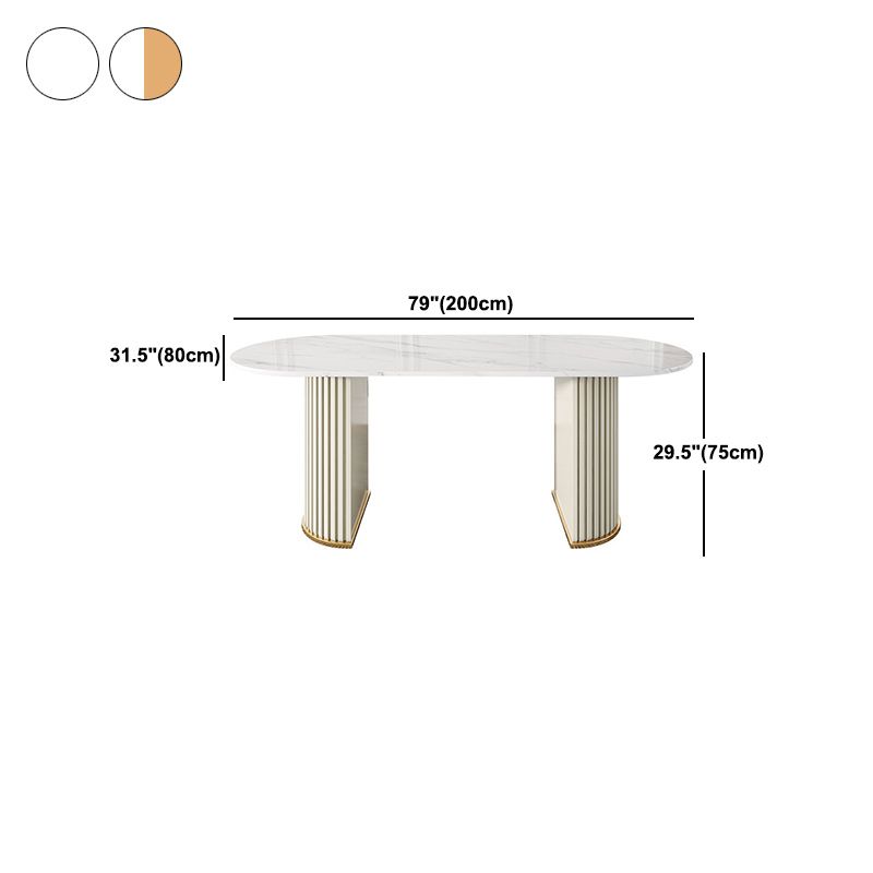 Stone Top Dining Room Table Traditional Luxury Oval Table with Sled Base