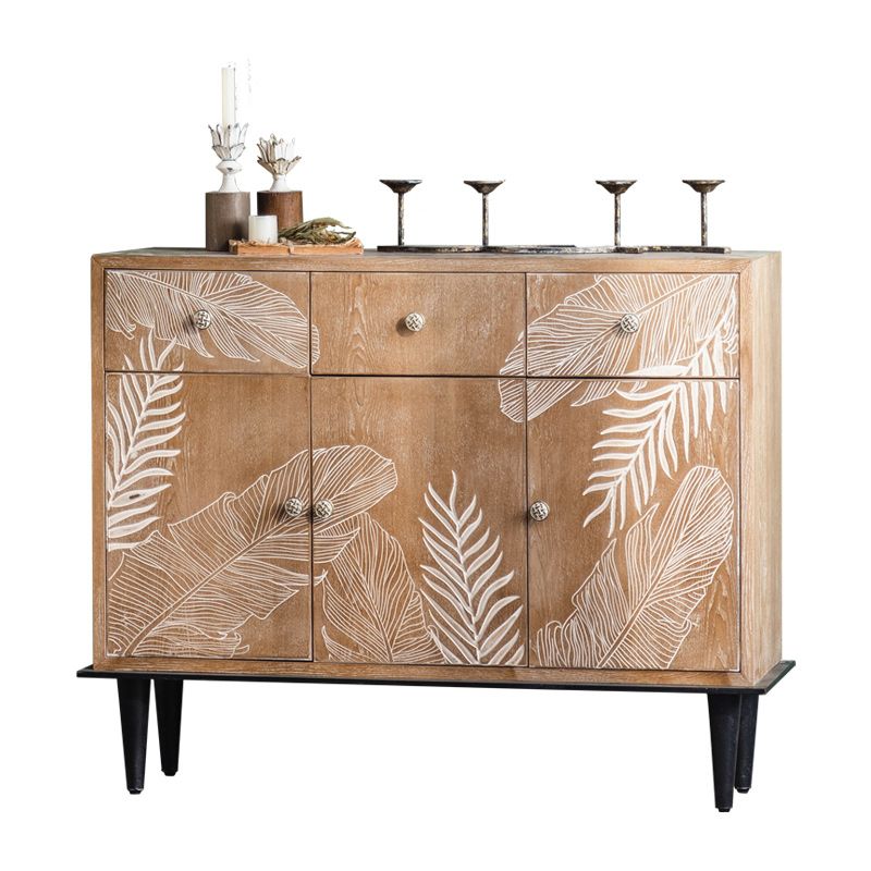 Solid Wood Side Cabinet Stain Resistant Distressed Wood Accent Cabinet