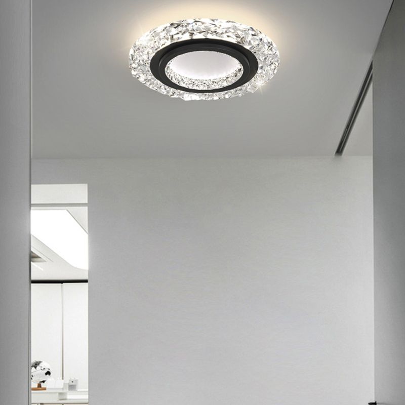 Circular Flush Mount Fixture Modern 1 Light Flush Light for Living Room