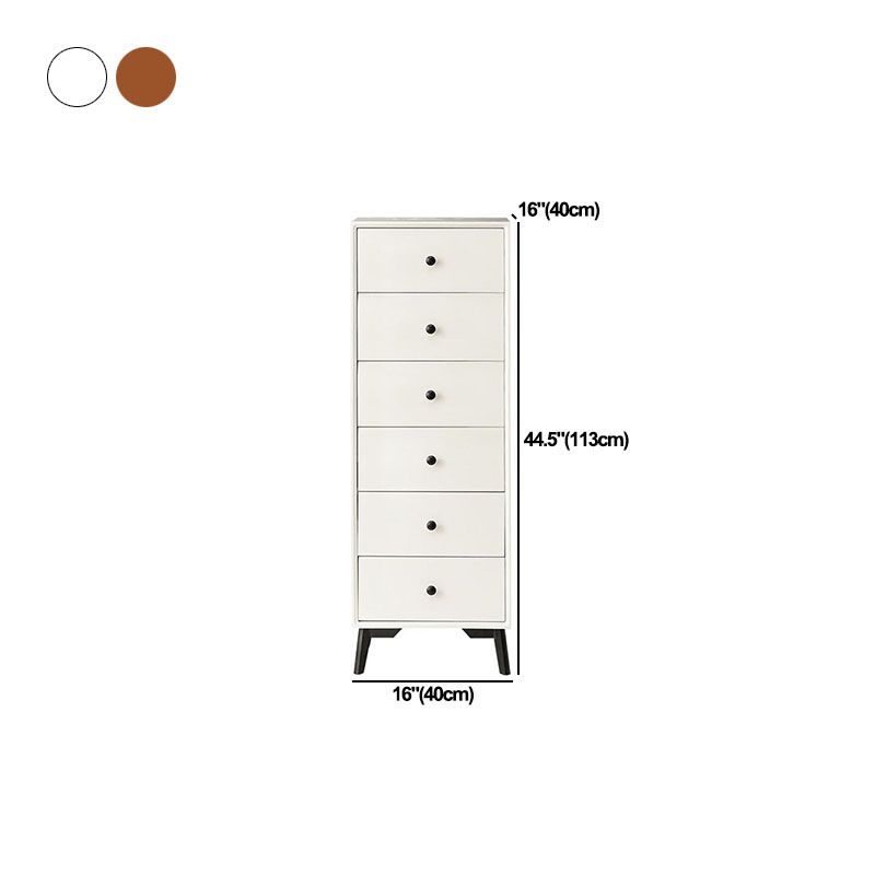 Modern Wooden Lingerie Chest Bedside Vertical Storage Chest in White and Brown