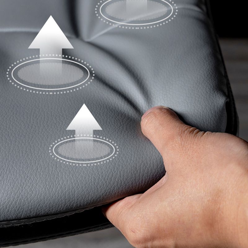 Modern Metal Barstool Faux Leather Footrest Stool Adjustable in Matte Finish