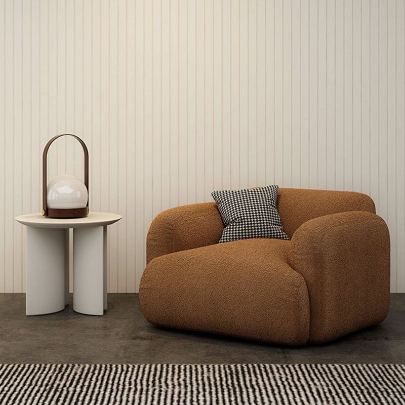 Contemporary Standard Sofa 1/3-seater Round Arm Sofa in White/Brown