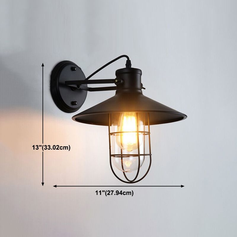 Flared Wall Sconce Lighting Industrial Style Metal 1 Light Wall Mounted Light