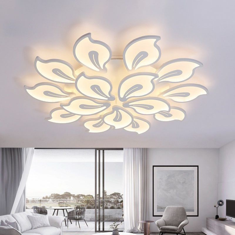 Acrylic Bauhinia Leaves Flush Ceiling Light Modernism LED 3/5/9-Light Flush Mount Light Fixture in Warm/White/Natural Light