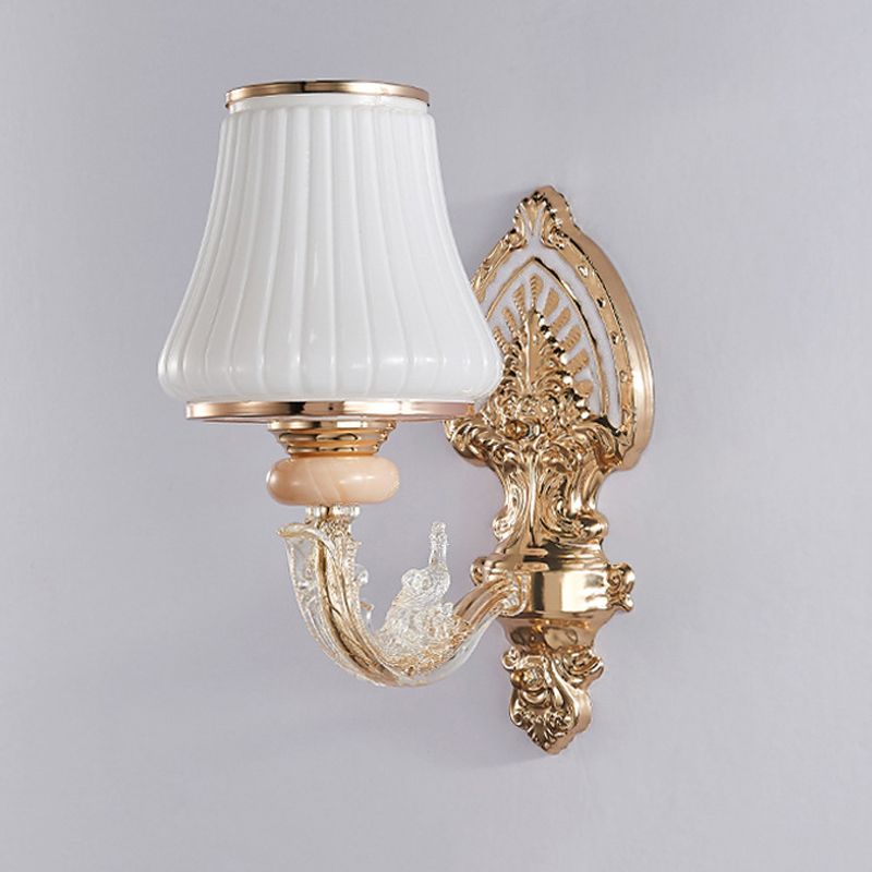 Modernist Wall Sconce Glass Wall Light Fixture in Gold for Living Room