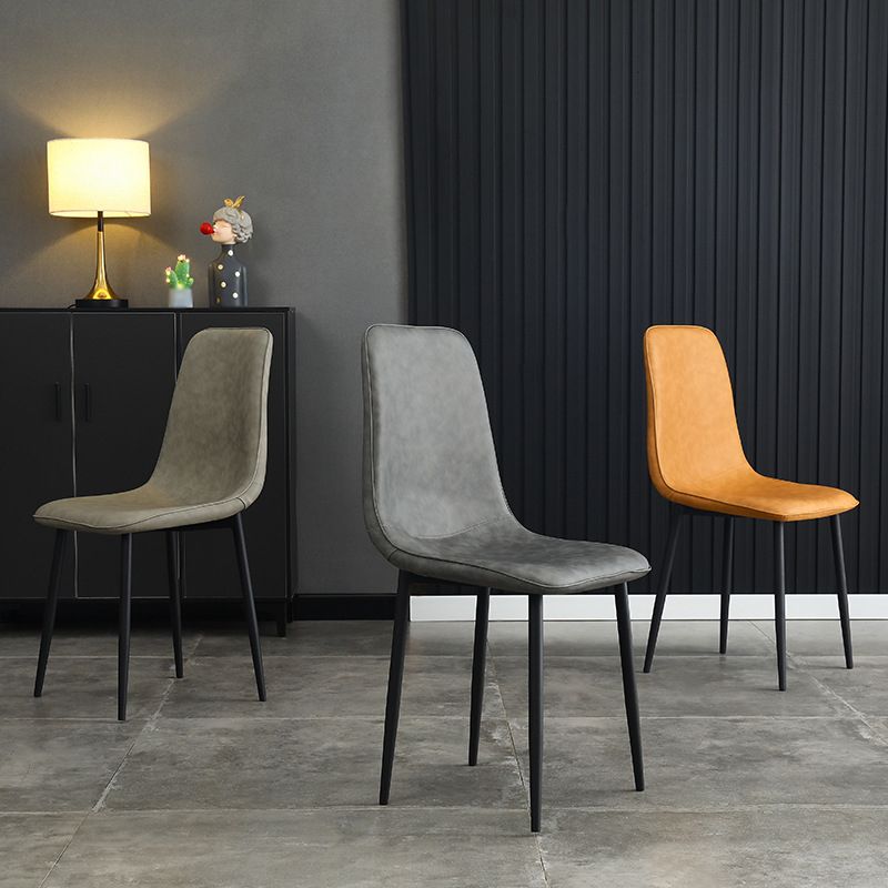 Contemporary Style Metal Chair Kitchen Dining Solid Back Dining Side Chairs