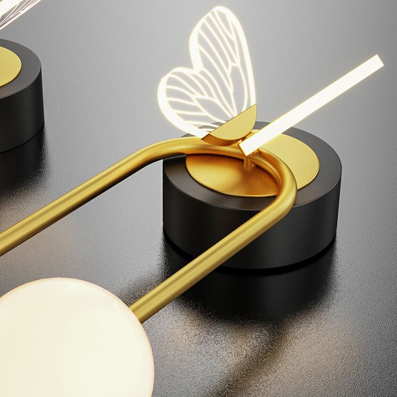 Modern Metal Wall Light Geometric LED Wall Sconce with Butterfly for Bedroom