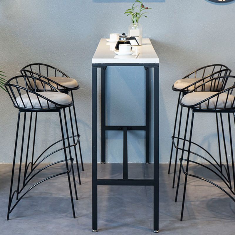 Industrial Bar Height Table White Faux Marble Top Bistro Pub Table for Patio Use