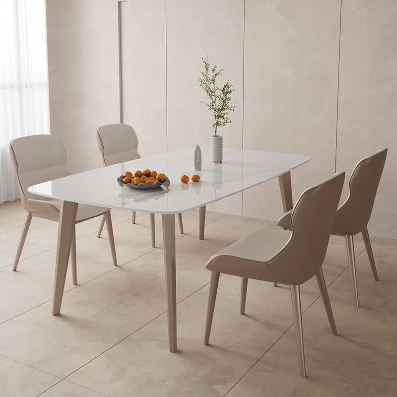 Kitchen Luxury Dinner Table Stone Rectangle 4 Legs Dining Table