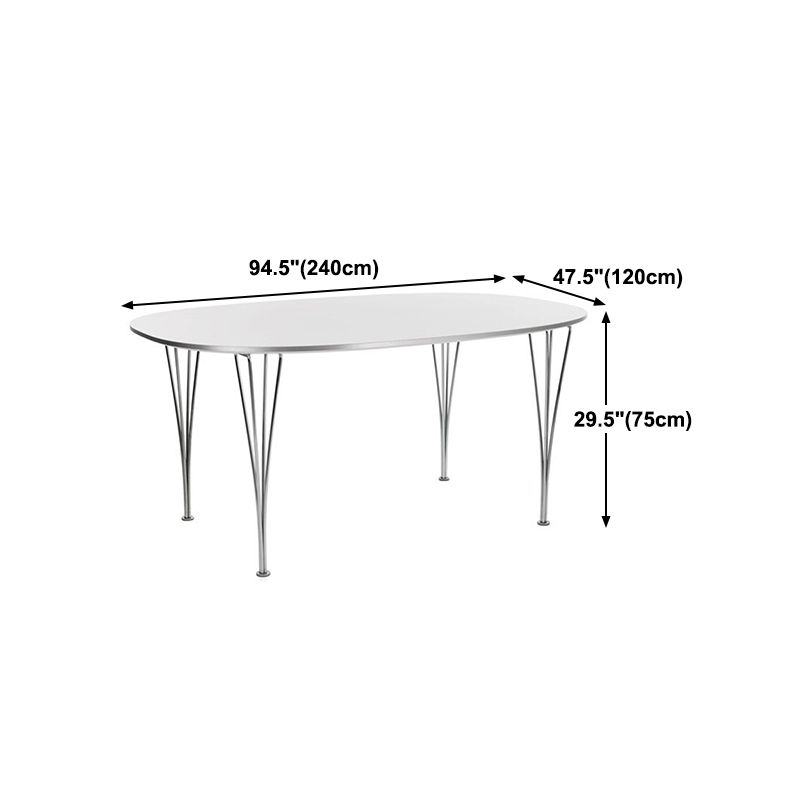 White Solid Wood Table Contemporary Oval Dining Table with 4 Legs