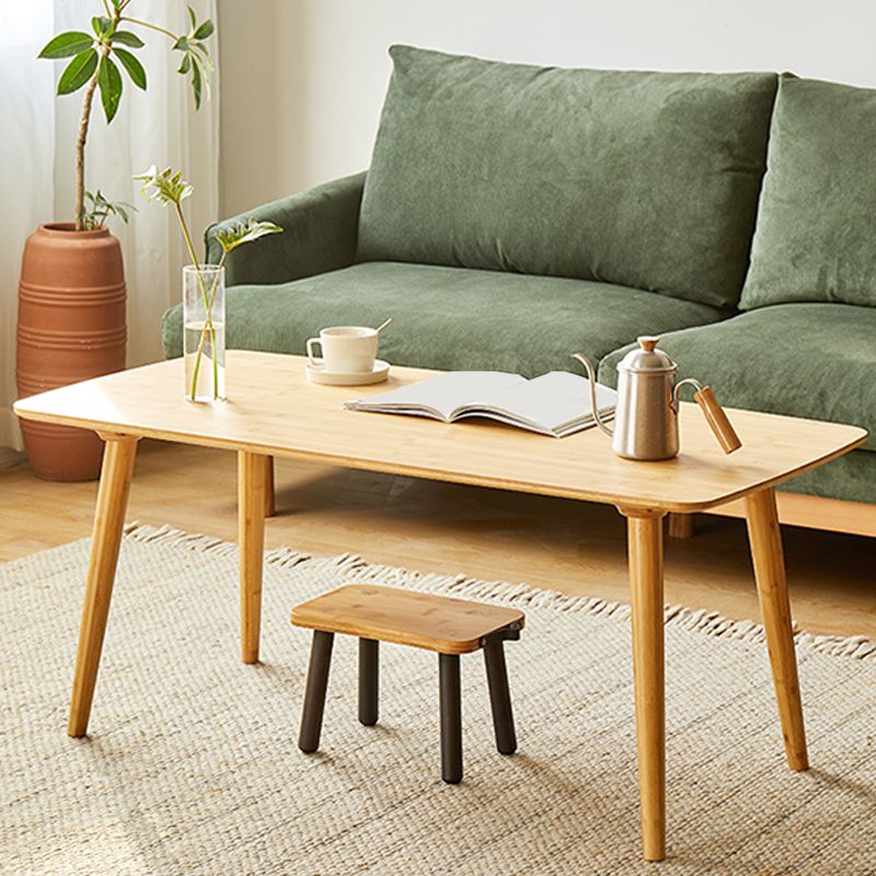 Nordic Simple 1 Single Coffee Table Rectangular Bamboo 4 Legs Cocktail Table