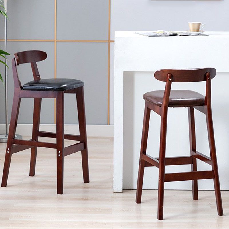 Scandinavian Rubberwood Home Barstool Matte Finish Upholstered Stool