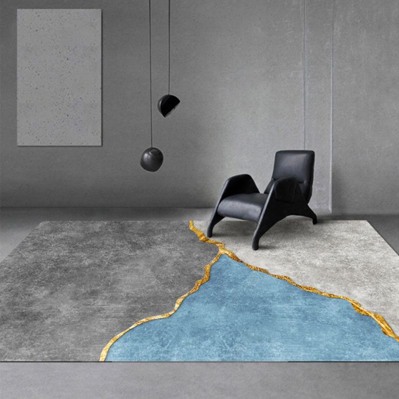 Grey Modern Indoor Rug Polyester Color Block Area Rug Non-Slip Area Carpet for Home Decor
