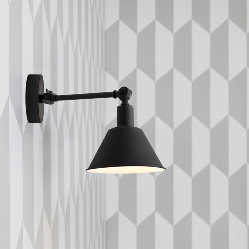 Cone Metal Wall Hanging Light Industrial Style 1 Light Bedroom Sconce Lamp in White/Black