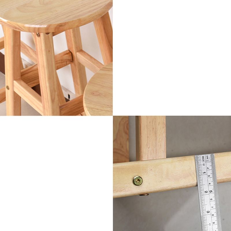 Light Wood Finish Counter & Bar Stools Modern Indoor Stools with 4 Legs