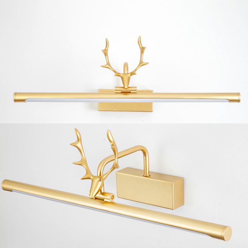LED Copper Mirror Lamp American Retro Style Bathroom Toilet Antler Mirror Light Fixture