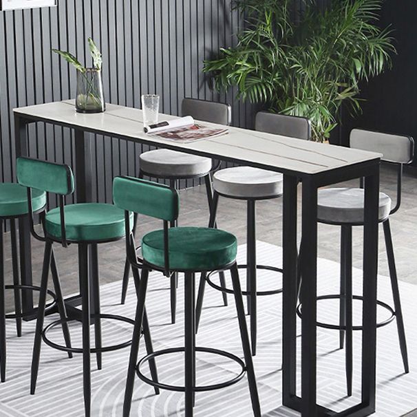 Table à manger du bar à barre rectangulaire contemporain avec base de barreau noir