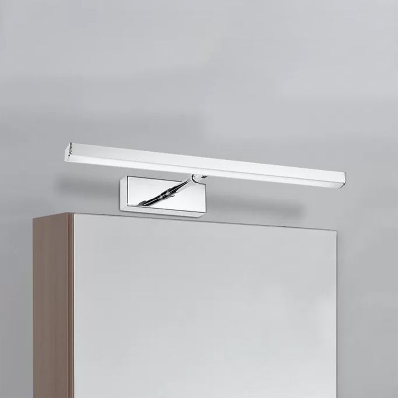 Aluminum Rectangle Vanity Lighting Simple Style 19"/23" Width LED Sconce Wall Light in Chrome, Warm/White Light