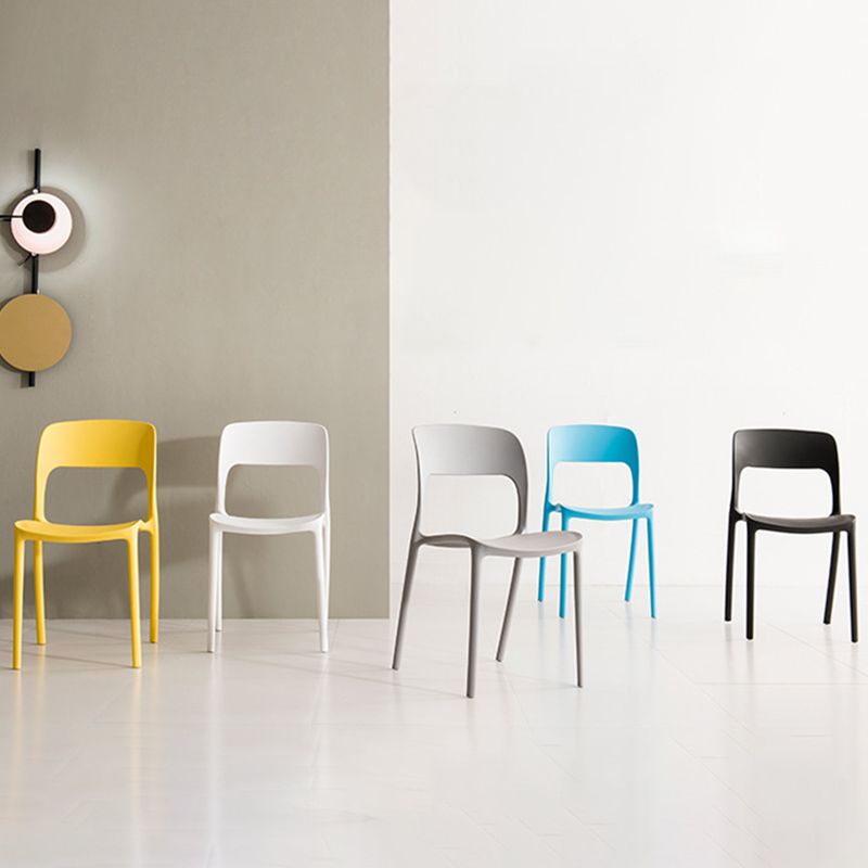 Nordic Style Armless Side Chairs Open Back Chairs with Plastic Legs for Home Use