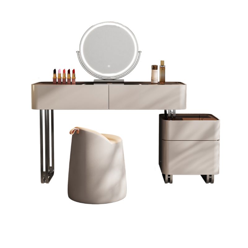 Vanity Mirrored Wood Dressing Table Glass Top Make-up Vanity