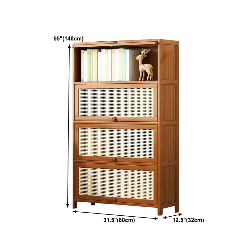 12.5" W Bamboo Bookshelf Modern Closed Storage Bookcase for Home Office