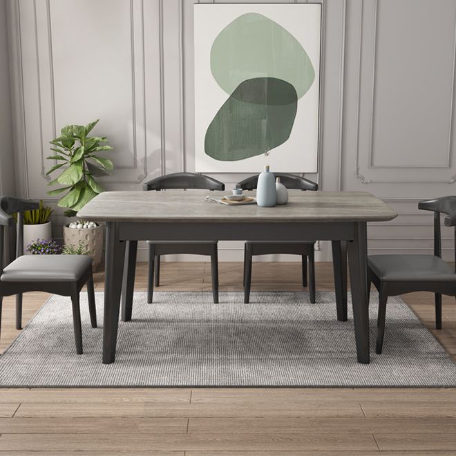 Stone Rectangle Dining Table Mid-Century Modern Dining Table with 4 Legs