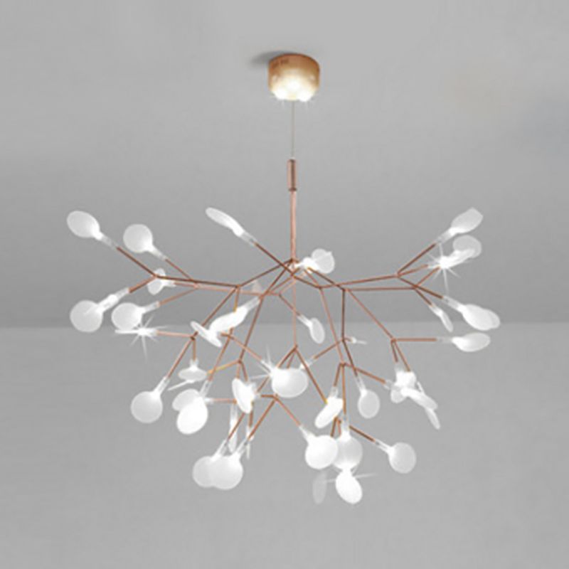 Metal Branch Shape Chandelier Nordic Style Fireflies Hanging Lamp for Living Room