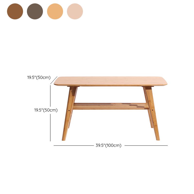 4 Legs Coffee Table Modern Wood Oval Cocktail Table with Shelf