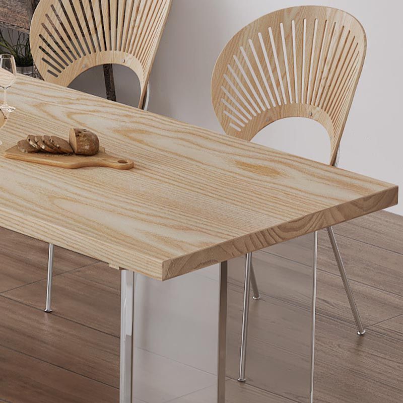 Acrylic Double Pedestal Dining Table Modern Rectangle Dining Room Table with Wood Top