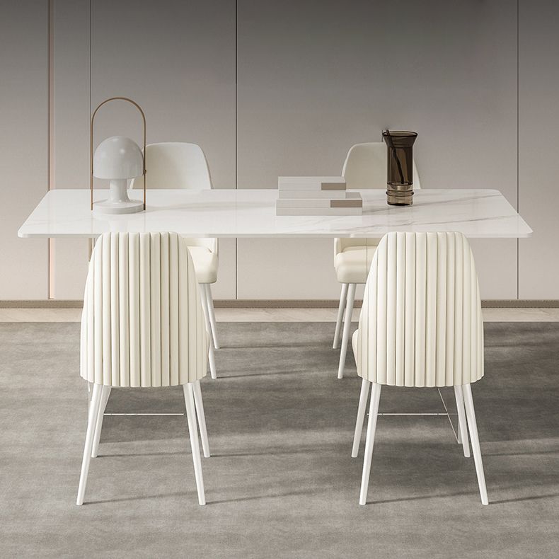 Modern 1/5/7 Pieces Dining Set Sintered Stone Dining Table Set with Leather Chairs