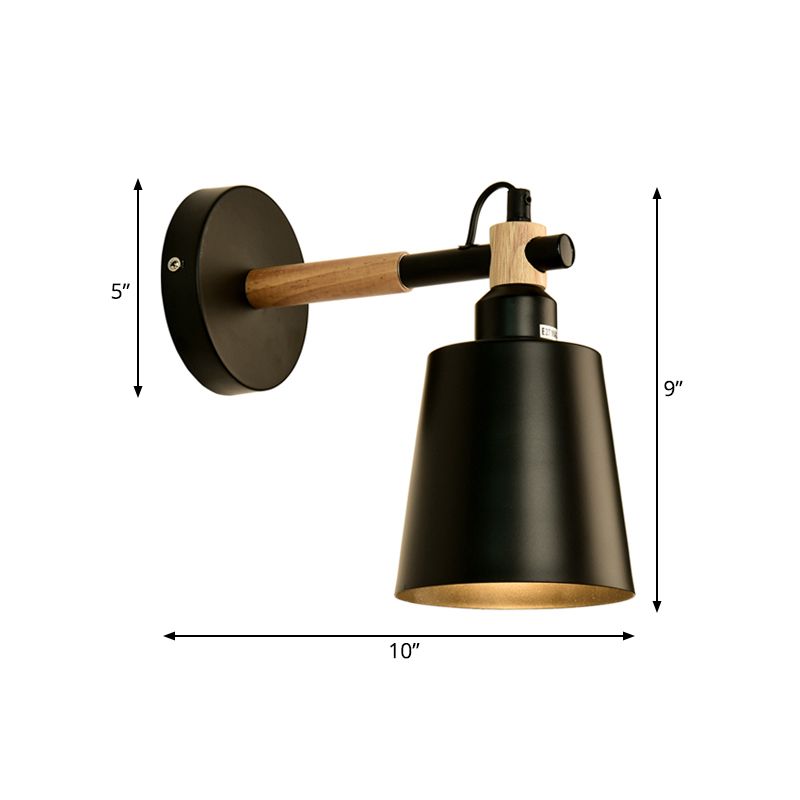 Monochrome Bucket Wall Light One Head Nordic Style Metal Sconce Light for Restaurant